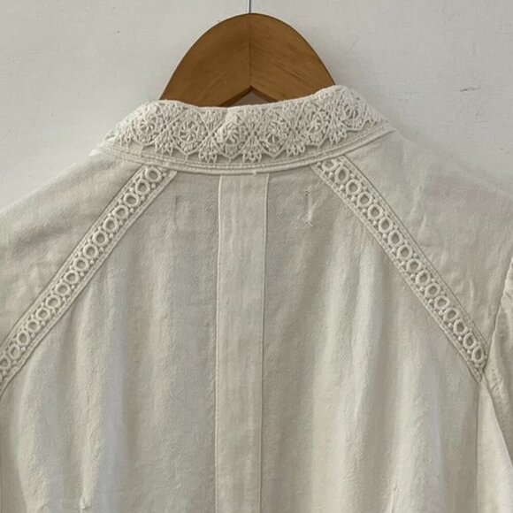 Free People White Arian Fringe Embroidered Military Style Jacket Sz Sm - Picture 6 of 10